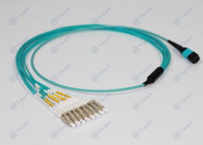 China Round Type OM3 MPO-LC Optical Patch Cord , 8 Core Fiber Optic Cable Fan Out Available for sale