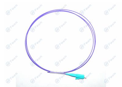 China OM4 LC Fiber Optic Pigtail 0.9mm Purple Color Low Insertion Loss Humidity ≤0.2dB for sale