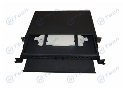 China Black Color 12 Port LC Fiber Patch Panel , Drawer Type 1U Fiber Patch Panel With Number for sale