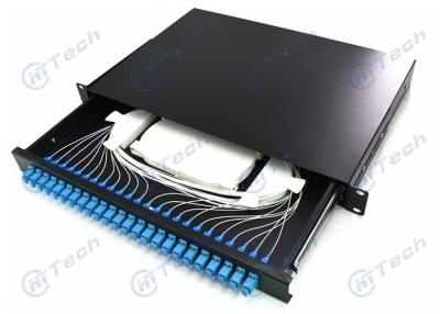 China Cold Rolling Steel Sliding Fiber Optic Patch Panel 1U 24 Port SC 24 Cores for sale