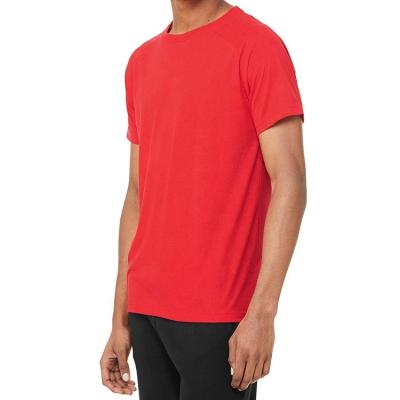 China High Quality Screen Print QUICK DRY Logo Plus Size Summer Dry Fitted Red Gym Tee Fitness T-Shirt For Men for sale