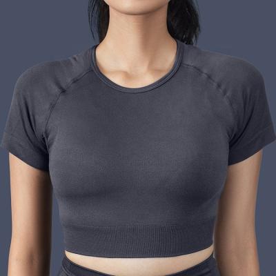 China Wholesale Hot Selling Breathable Sports Fitness Crop Top Short Sleeve Custom Yoga Wear Women's Shirt Tops for sale