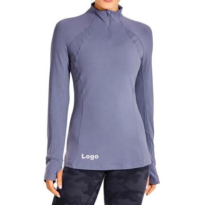 China Logo Breathable Half Zip Outdoor Custom Breathable Sports Wear Ladies Fitness Training Pullover Running Gym Tops Women Yoga Jackets for sale