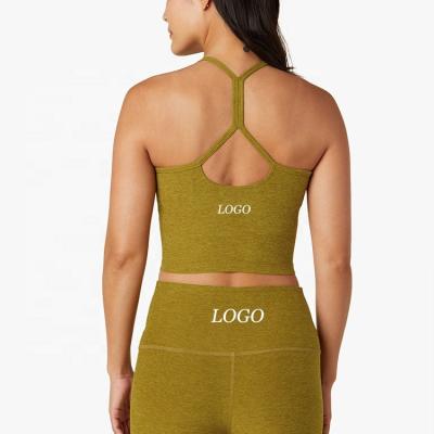 China Running Yoga Shirts Padded Bra Fitness Breathable Custom Workout Sportswear Women Beach Tops Crop Tops for sale