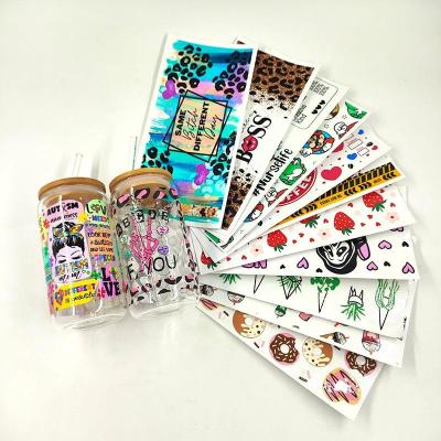 China Cartoon Custom Water proof No MOQ uv dtf cup wrap transfers sticker for Cups Tumblers for sale