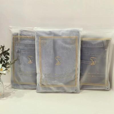 China Disposable Custom Printed Mylar Clear Plastic Zippered Garment Clothes Bag Packaging For Underwear for sale