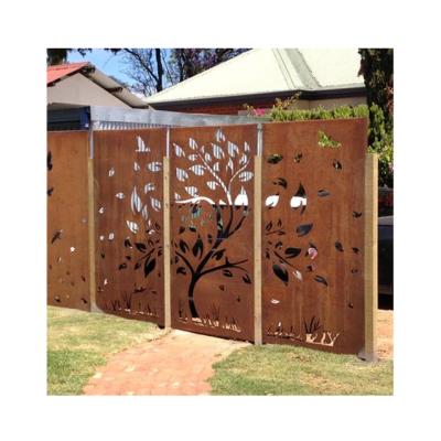 China Easily Assembled Laser Cut Art Metal Screens Panels Corten Steel Garden Screen Decorative Outdoor Garden Privacy for sale