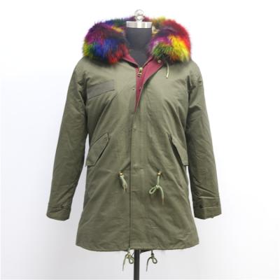 China Breathable Ladies Fur Parka Jacket Woman Real Fur Coat for sale