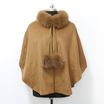 China High Quality Women Breathable Poncho Shawl Winter Cashmere Cape With Pompom for sale