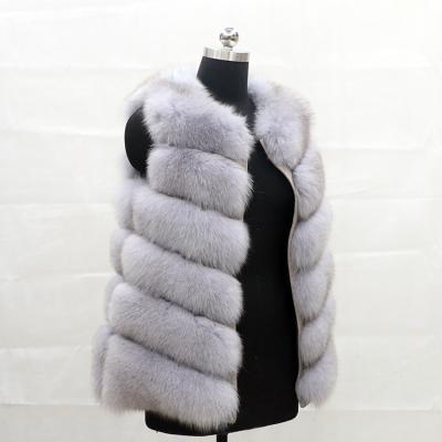 China Custom Order Breathable Plus Size Fox Fur Vest Fur Body Warmer Leather Fur Vest Girls for sale