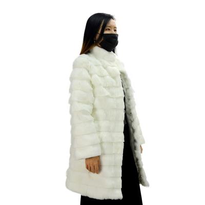 China New Style Russia Custom Long Rabbit Fur Coat Breathable Real Fur Jacket for sale