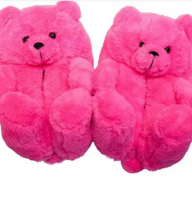 China 2021 Cute Animal Stuffing Trend Fashion Plush Bear Bedroom Teddy Bear Slippers Slippers for sale