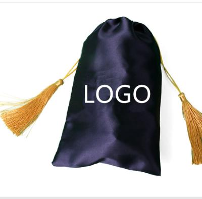 China Washable Pouch Small Jewelry Package Bag Custom Logo Satin Drawstring Bags Silk Hair Extension Bags for sale