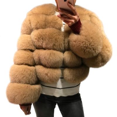 China Custom Made Warm Natural Women's Wholesale Real Fur Coat Female Colorful Full Sleeve Winter Anti-wrinkle Blue Fox Female Short Classic Fur Coat for sale