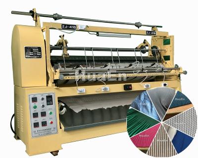 China 2mm vertical to 8mm HuaEn shorts pants automatic pleating machine zj416 DJ 416 steel knife blouses scarf muffler comb fabric pleating machine for sale