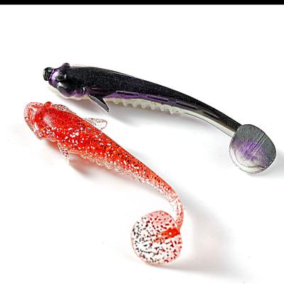 China Suitable Two Tone 90mm Two Tone Road Lure T-Tail Worm Worm Bait Boats Shaped Soft Lure Bionic Bait for sale