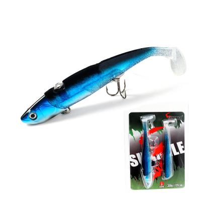 China Latest Suitable Explosive T-tail 12cm Double Jig 30g Cicada Lure Bass Grouper Lures Foothill Roadrunner Cicada Fishing Lure for sale