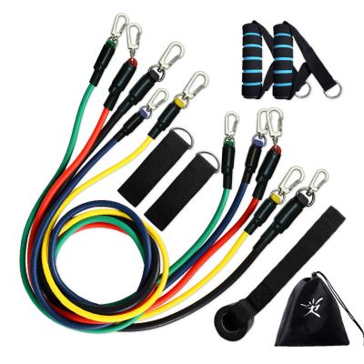 China Amazon Fitness Hot Sale 5-40LBS Fitness Workout 11 Piece Set Home Resistance Pull Up Exercise Resistance Bands for sale