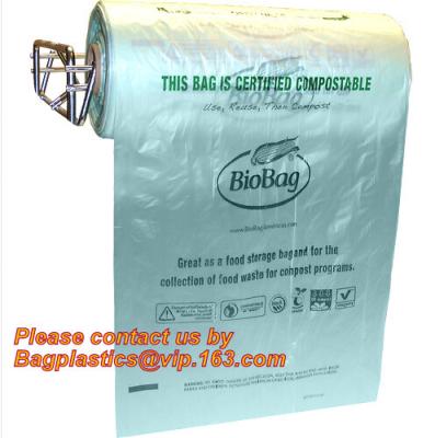 China OEM/ODM accepted printed compostable die cut plastic trash bags, EN13432 BPI OK Home ASTM D6400 certified cheap price for sale