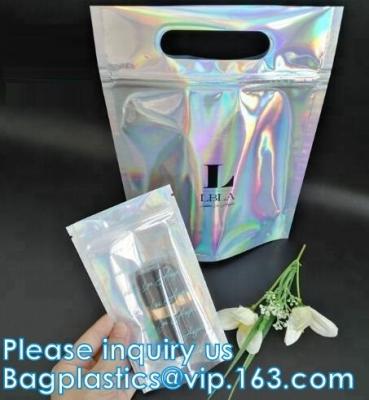 China Bagease Multiple Use Candy Pack Holographic Clear Front Packaging Zipper Bag Wholesale Retail Heat Seal Bag For Popcorn for sale