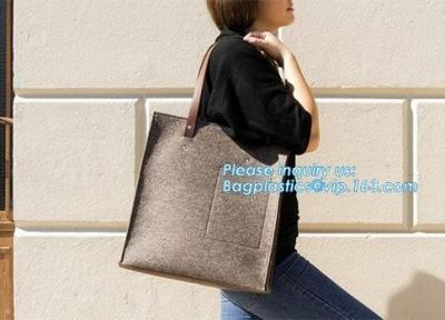 China Felt Laptop Bag With Zipper Pocket Eco Polyester Felt Low Price Tote Bag Handmade Fashion Felt Women Bag for sale