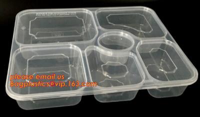 China Disposable biodegradable plastic fiffin lunch box,compartment lunch box with lid,clamshell food packaging macaron pp bli for sale