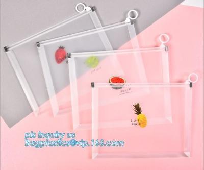 China Custom Packaging Clear PVC Jelly Bag with Plastic Slider Ziplock PVC Storage Cosmetics Packing Bag, white logo small pla for sale