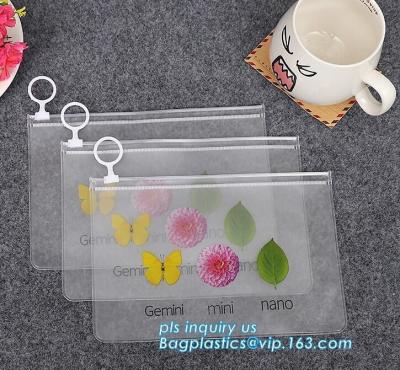 China Transparent Stationery Packaging Bags with Slider, PVC Plastic Zipper Bags For Bra Bikini Packaging, zipper slider closu for sale