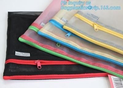 China ziplock document file bag, Document File Folder /Document Bag, Mesh pattern plastic zip bag with handle file bag, slider for sale