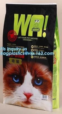 China Resealable Bottom Gusset Plastic Animal Feed Pet Dog Food Packaging Bag, Slider Zipper Top Side Gusseted Pet Food Packag for sale