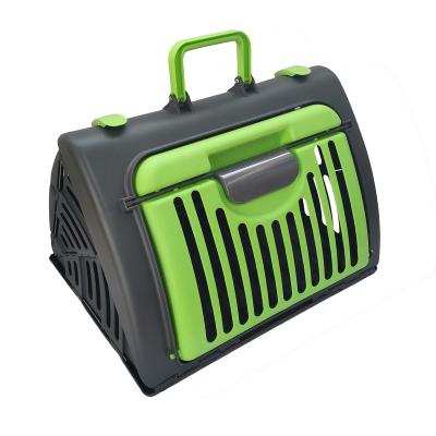 China Folding Stored Cat Cage Plastic Foldable Pet Cat Box Travel Portable Pet Cage for sale