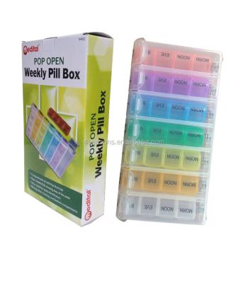 China PP Food Grade Colorful Plastic PP Food Grade Medicine Storage Pill Box 7 Day Tablet Sorter Container Case Organizer Health Care for sale