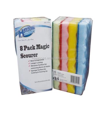 China 8 Pack Scrubber Stocked Wave Form Scrubbing Pad Stocked Magic Sponge, Kitchen Clean Sponge for sale