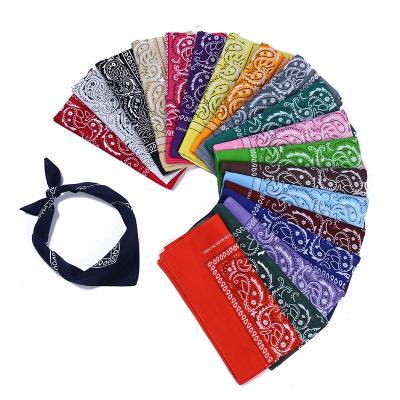 China Absorption/Seamless Sweat/Anti-Static In Stock OEM Cheap Wholesale Multi Colors Headwear Scarf baumwoll polyester paisley cotton square custom logo printed bandana for sale