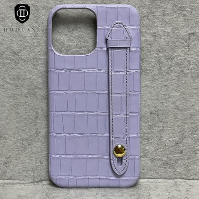 China Hot Selling Embossed Leather Phone Case Cow Crocodile Leather Cover For iPhone 13pro Max for sale