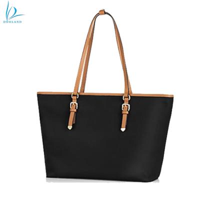 China New arrival nylon leather tote bag women handbag, nylon leather tote bag for sale