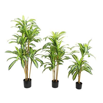 China Factory Wholesale Price Fragrans Artificial Draco Topiary Living Room Decor Factory Wholesale Price Brazil Yellow Green Dracaena Tree For Home Decor for sale