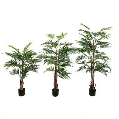 China Living Room Decor Areca Palm Artificial Bamboo Palm Tree 120cm Plastic Faux Palm Potted Bonsai For Home And Garden for sale