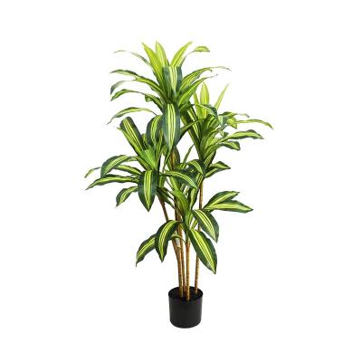 China Living Room Decor 130cm Artificial Fragrans Brazil Dracaena Tree Yellow Green Ornamental Plants For Home Indoor for sale