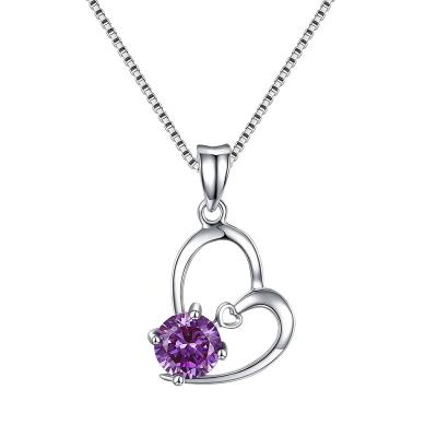 China Fashion Dropshipping Custom Tasty Crystal Zircon Heart Sterling Silver Pendant Necklace For Girls for sale