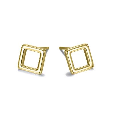 China Simplicity New Dropshipping Gold Square Design 925 Wholesale Simple Sterling Silver Stud Earrings For Women for sale