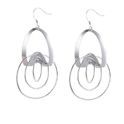 China Simplicity Dropshipping Fashion Jewelry Wholesale Classic Three Circle 925 Sterling Silver Drop Earrings For Korean Women for sale