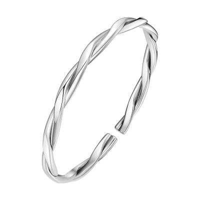 China Fashion of the CLASSIC 9999 new Sterling Silver Bracelet Women's full knitting simple women's silver bracelet young for sale