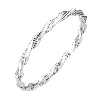 China CLASSIC 9999 Sterling Silver Bracelet Women Fashion Design Woven Bracelet Simple And Exquisite Silver Solid Adjustable Bracelet for sale