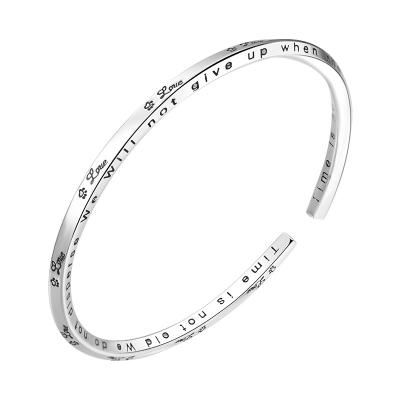 China CLASSIC 9999 Sterling Silver Bracelet Women's Fashion Silver Bangle Simple Adjustable Light Luxury INS Design Birthday Bangle for sale