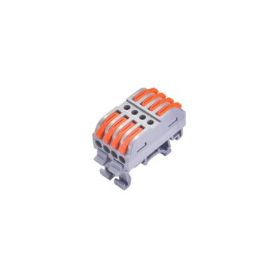 China Electrical Equipment Easy-installtion Electrical Lever DIN FENCE 35mm Splice Style 4 To 4 Wire Quick Connector Terminal Block For Electrical Equipment for sale