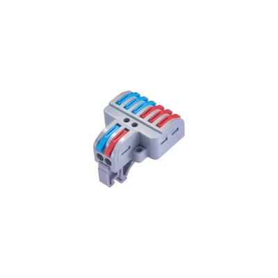 China Electrical Equipment FLATTER Lever DIN FLANGE 35mm T Spliter Style 2 Into 6 Wire Quick Connector Terminal Block For Electrical Equipment for sale