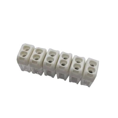 China Electrical Hardware 2 Way Push In Style No Lever Barrier Cable 0.5-2.5mm2 Electrical Lug Block Connector For Light Fixture for sale