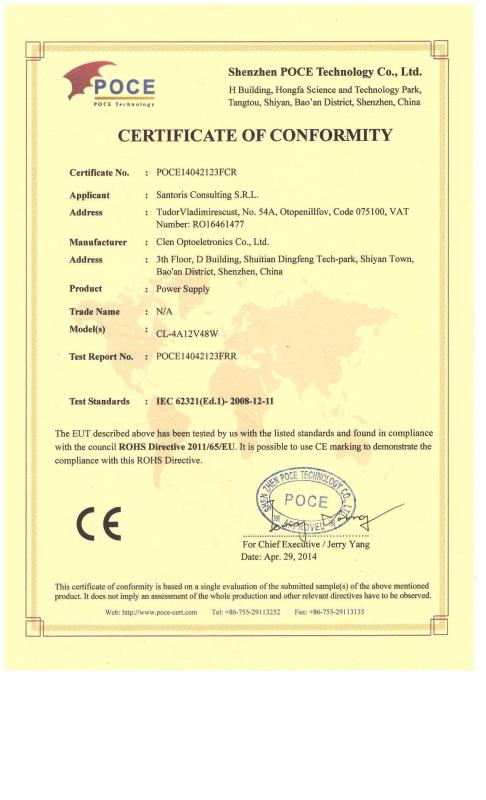 CE - Shenzhen Clen Optoelectronics Co., Ltd.