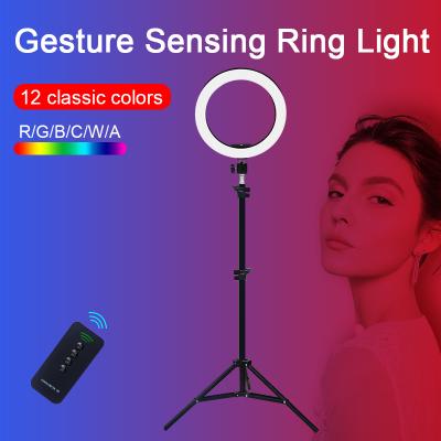 China Photographic Video Recording 12 Colors Dimmable Fill Light RGBW Colorful Outdoor Led Video Shooting Ring Light for sale